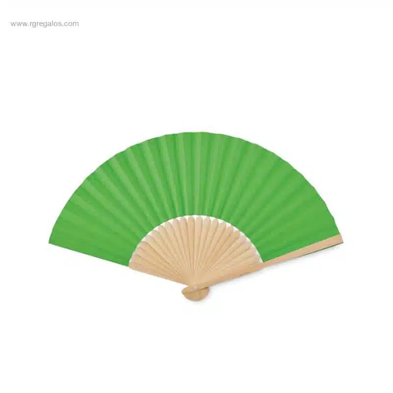 Abanico bambú y tejido papel verde