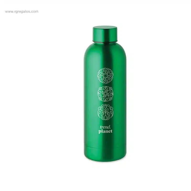 Botella acero inox reciclado 500ml verde logo