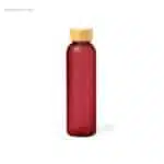 Botella cristal color tapón bambú roja