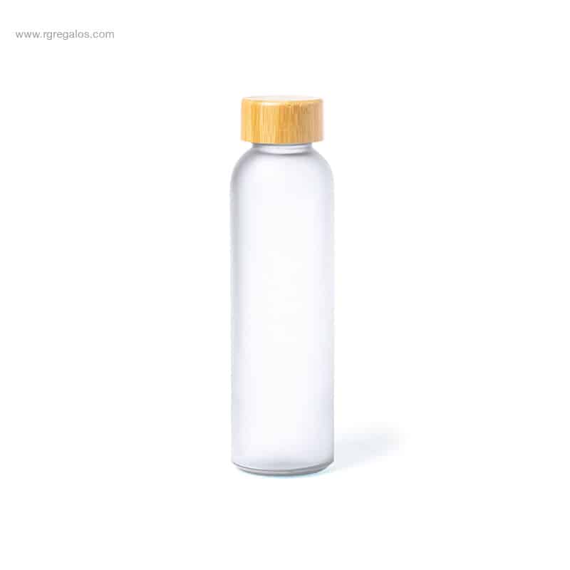 Botella cristal color tapón bambú transparente