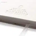 Libreta soporte cartón leche reciclado detalle contraportada