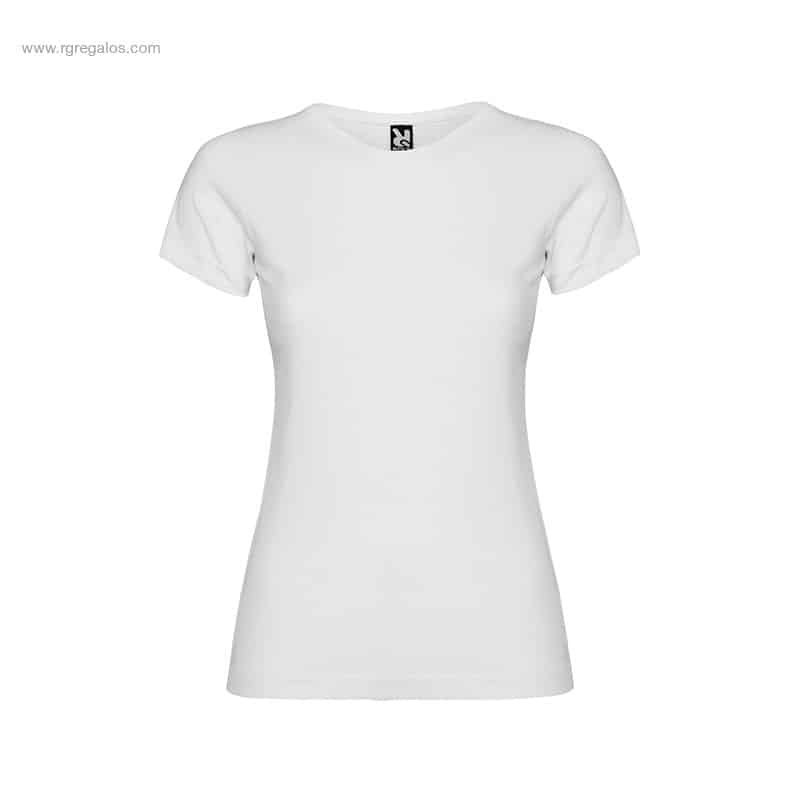 Camiseta personalizada barata mujer azul blanca