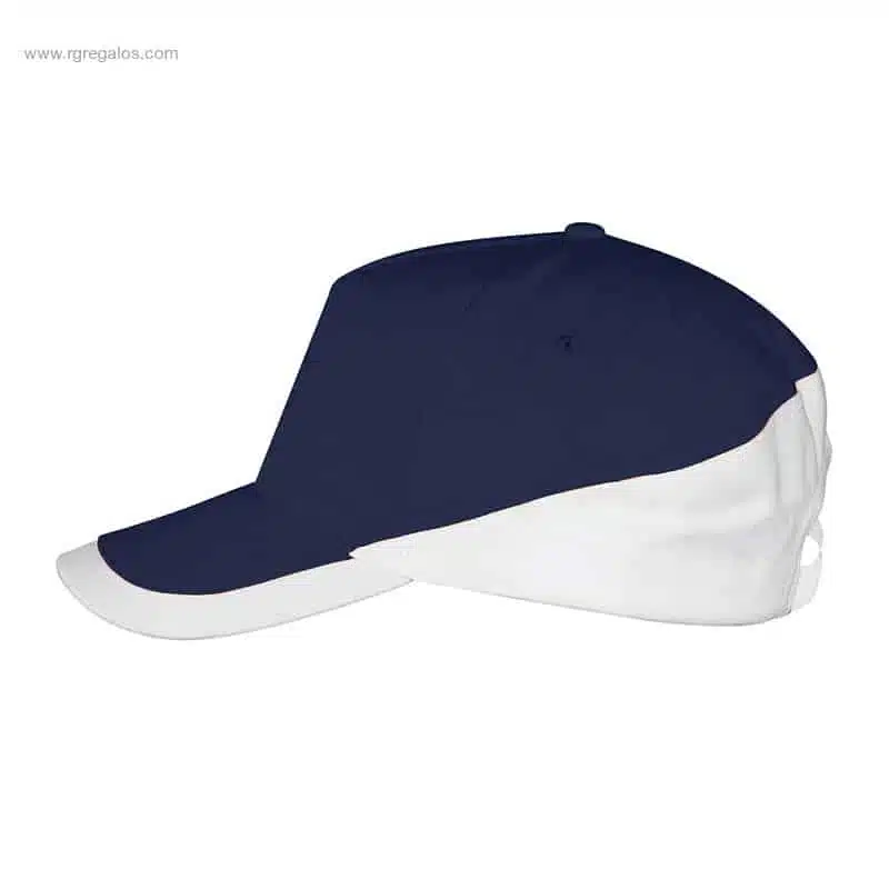 Gorra para logo personalizada azul blanco lateral
