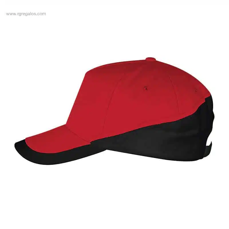 Gorra para logo personalizada roja negra lateral