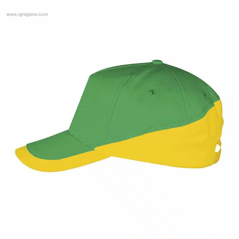 Gorra para logo personalizada verde amarilla lateral