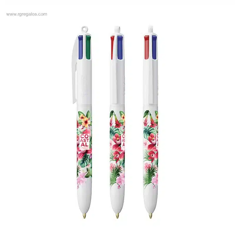 Bolígrafo 4 colores personalizado blanco