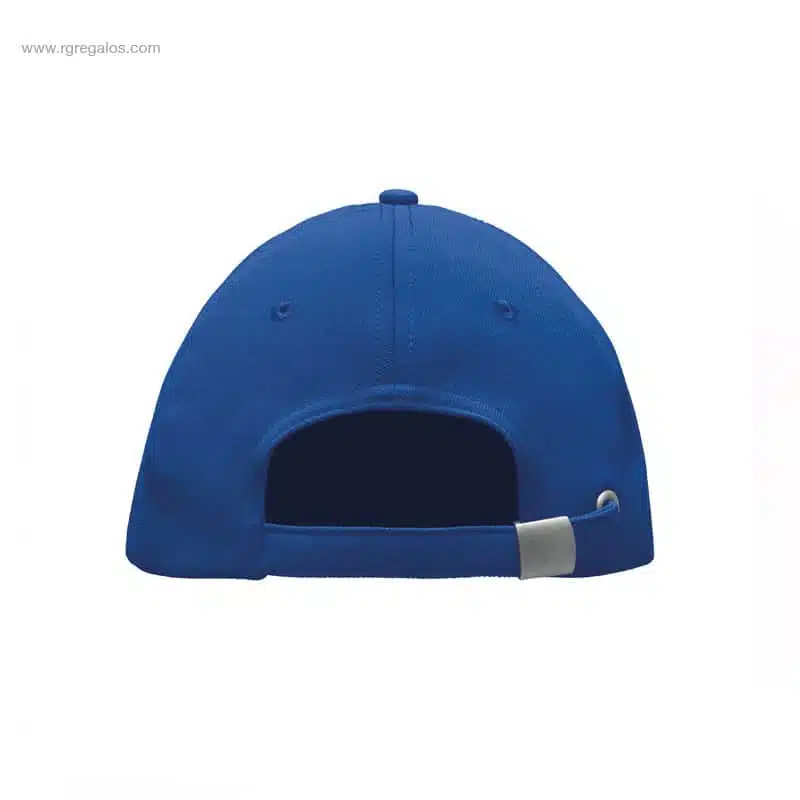 Gorras personalizadas en RPET azul detalle hebilla