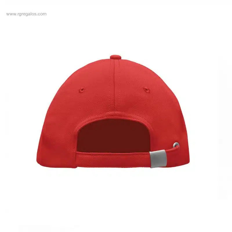 Gorras personalizadas en RPET roja detalle hebilla