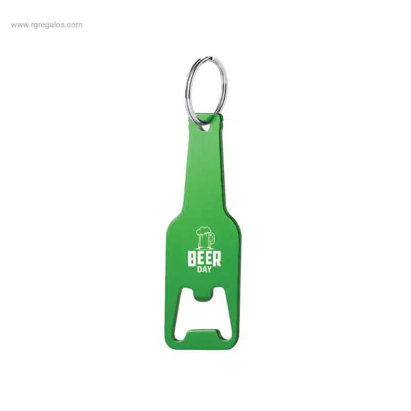 Llavero abridor botella personalizado verde logo