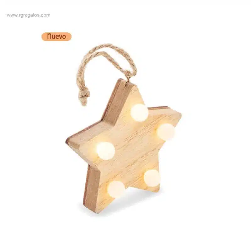 Estrella madera con LED para regalos publicitarios