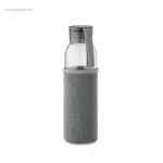 Botella vidrio reciclado con funda gris oscuro para personalizar