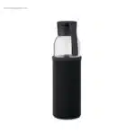 Botella vidrio reciclado con funda negra para personalizar