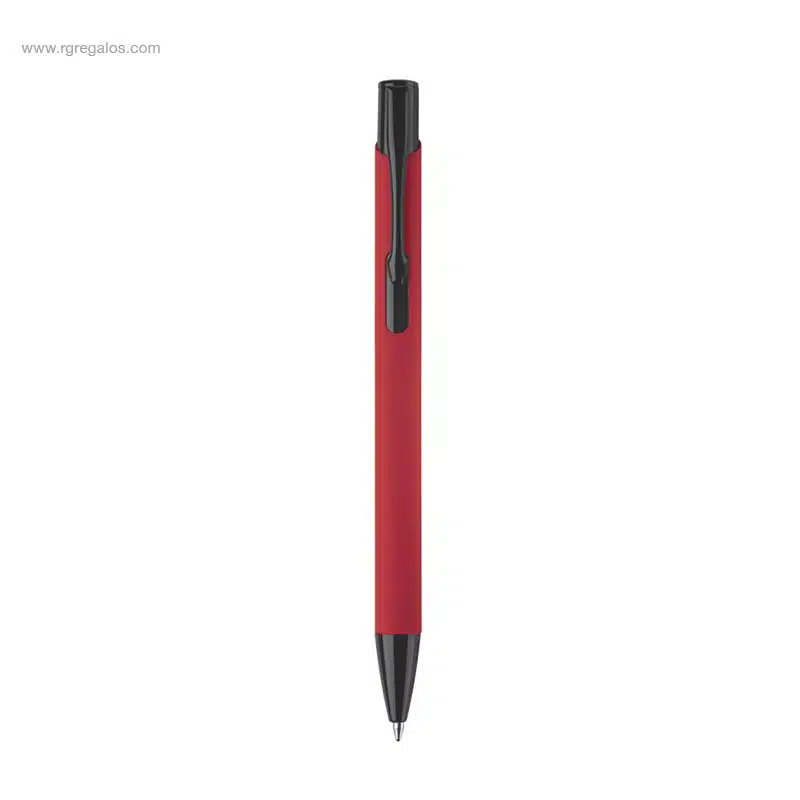 Bolígrafo metal acabado caucho rojo