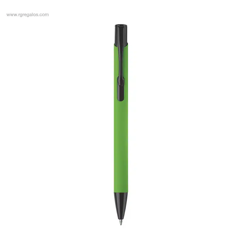 Bolígrafo metal acabado caucho verde