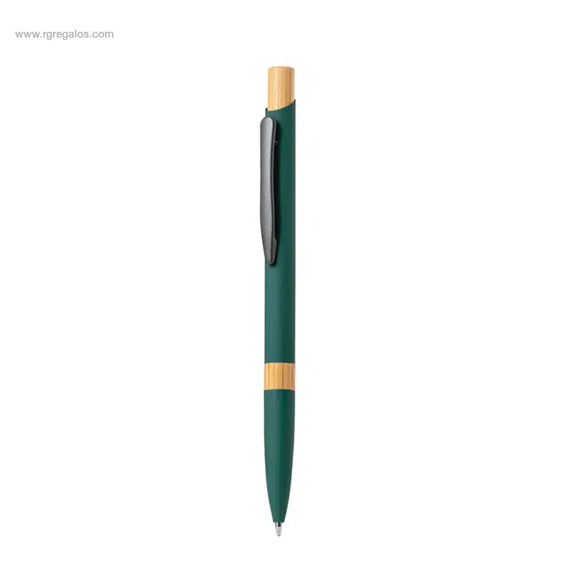 Bolígrafo aluminio detalles bambú verde