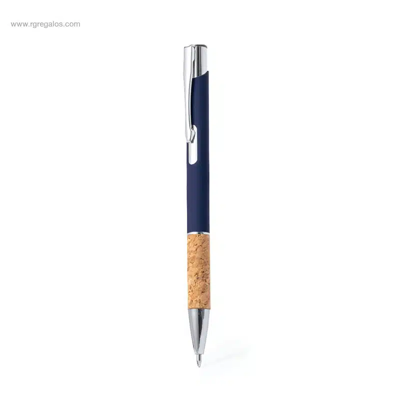 Bolígrafo aluminio y corcho azul