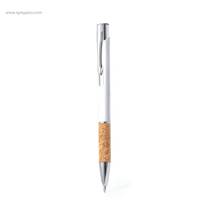 Bolígrafo aluminio y corcho blanco