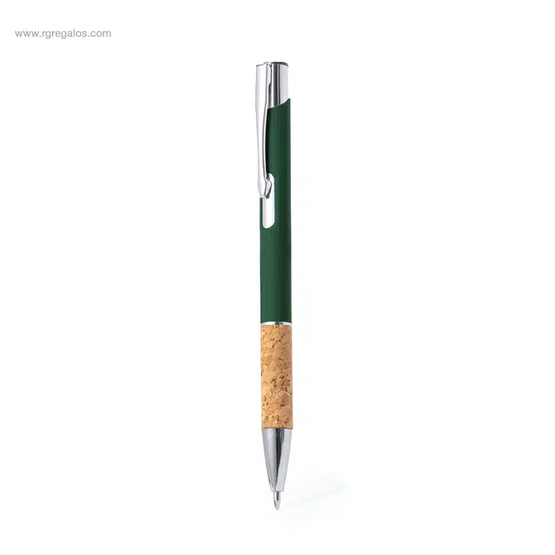 Bolígrafo aluminio y corcho verde