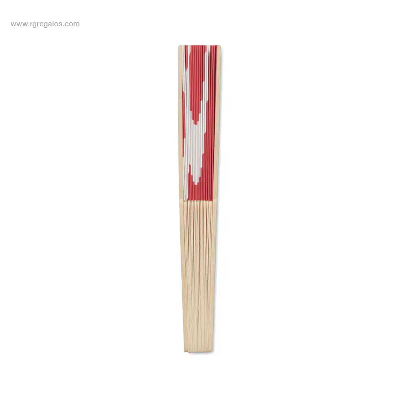 Abanico bambú diseño bandera rojo blanco