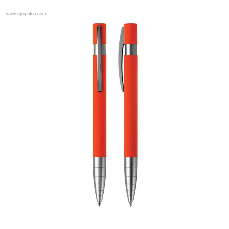 Bolígrafo aluminio tacto suave naranja