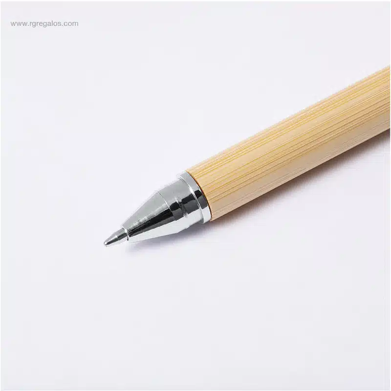 Bolígrafo lápiz eterno y puntero bambú detalle