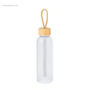 Botella RPET tapón bambú transparente