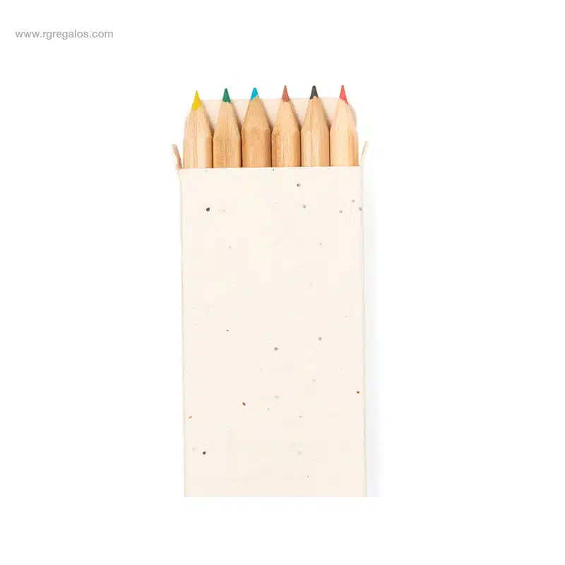 Caja lápices semillas 6 colores publicitaria