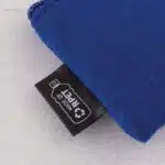 Monedero fieltro RPET azul detalle etiqueta