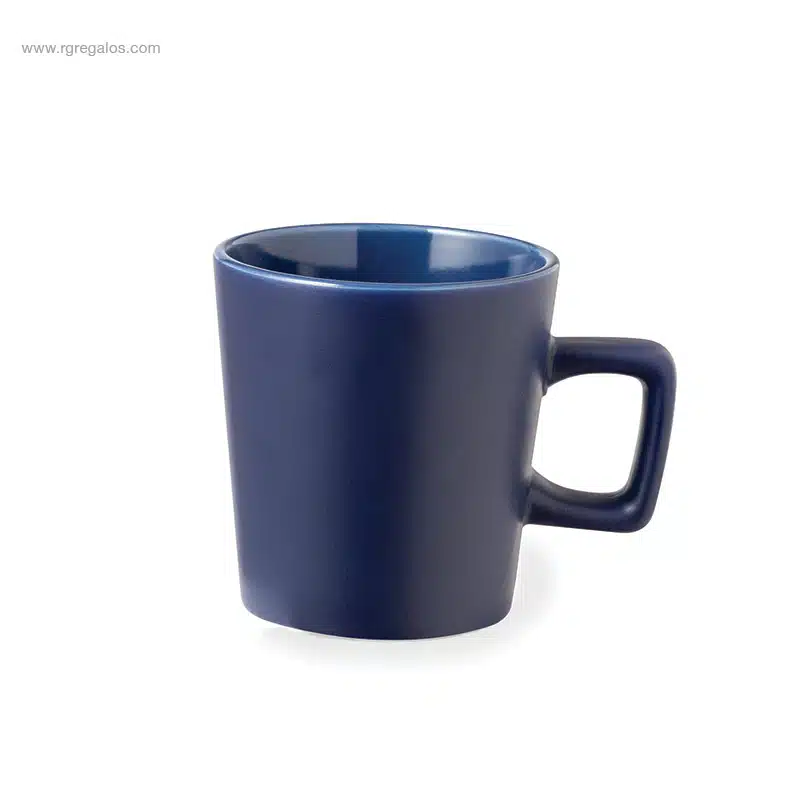 Taza cerámica asa cuadrada 300ml azul