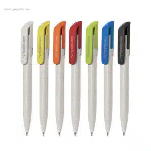 Bolígraf canya blat clip color personalitzat