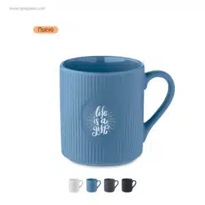 Taza personalizada cerámica estriada mate