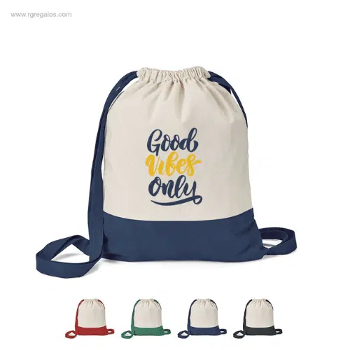 Mochila saco algodón bicolor barata para regalos de empresa