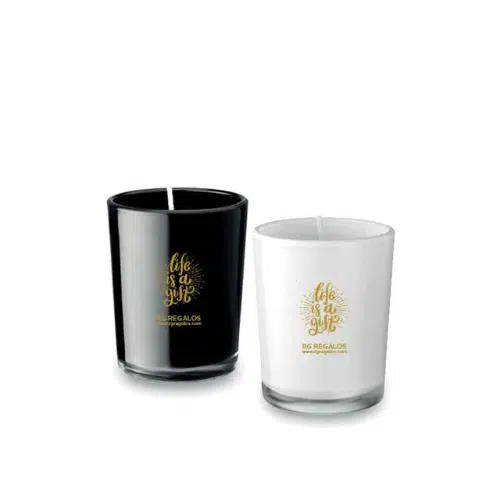 Vela aromática personalizada para regalos publicitarios Madrid