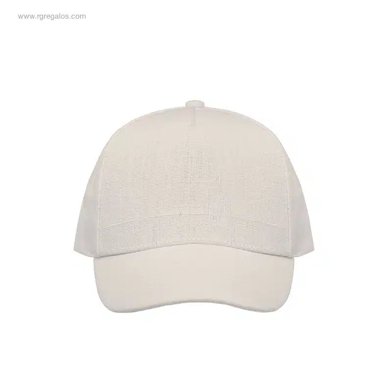 Gorra de cáñamo personalizada beige detalle frontal