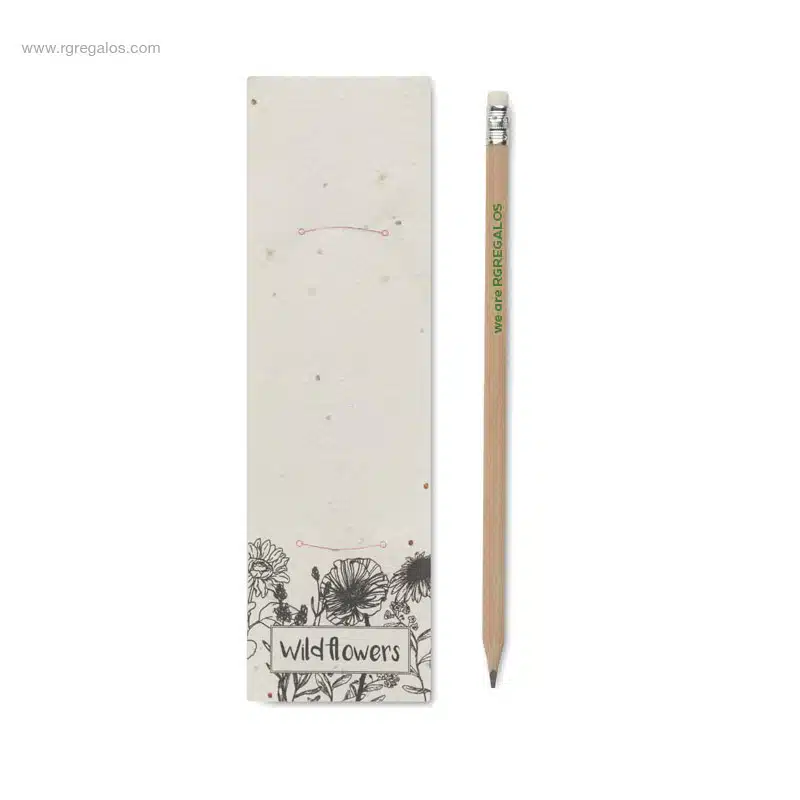 Lápiz madera envase papel semillas