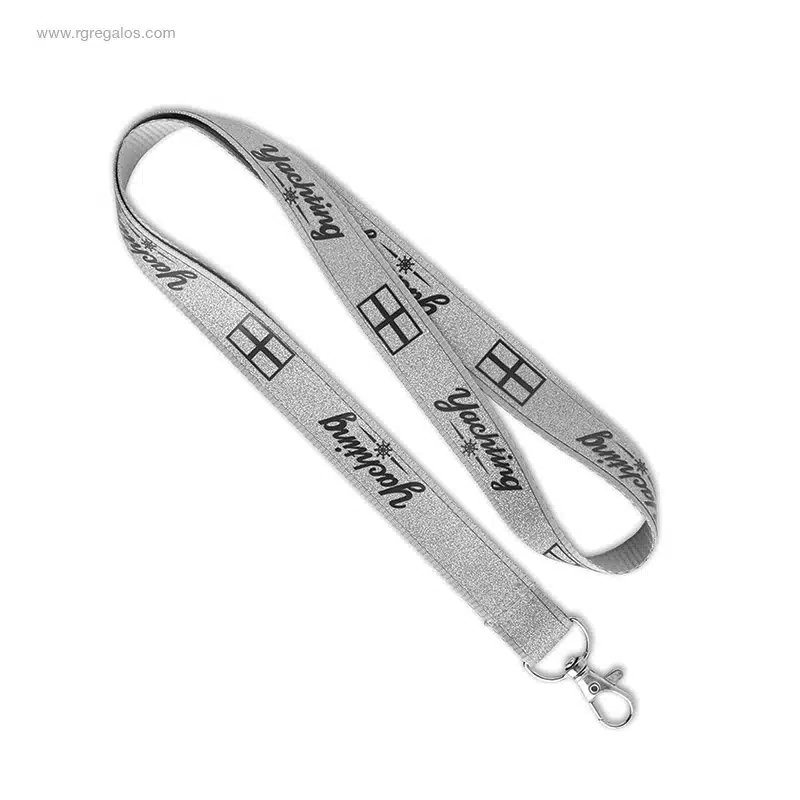 Lanyard con purpurina personalizado gris
